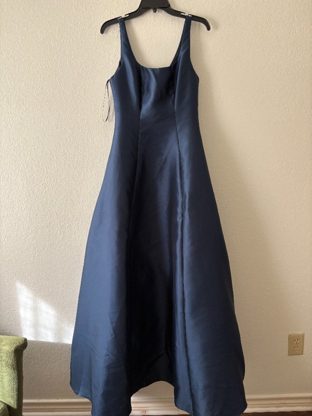 B Darlin Navy Satin Ball Gown with Scoop Neck Sz 7/8